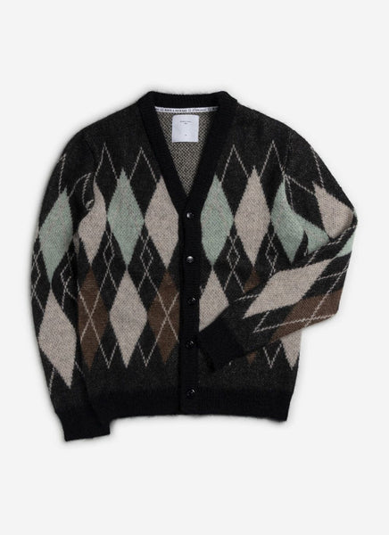 Mohair Cardigan | Percival x Harry Lambert | Argyle | Black