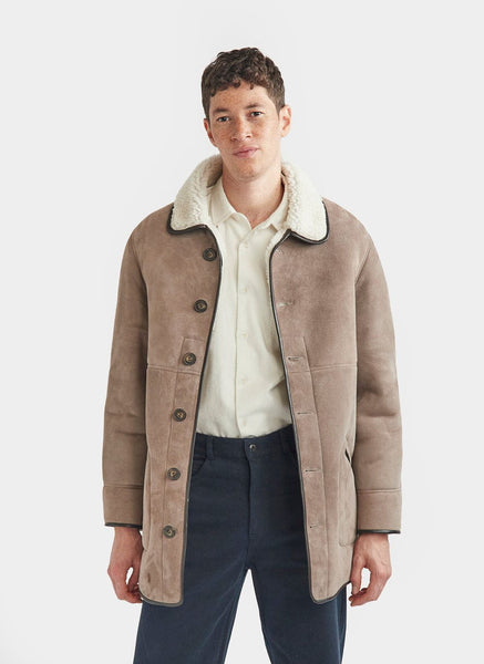 Mens faux hotsell shearling overcoat