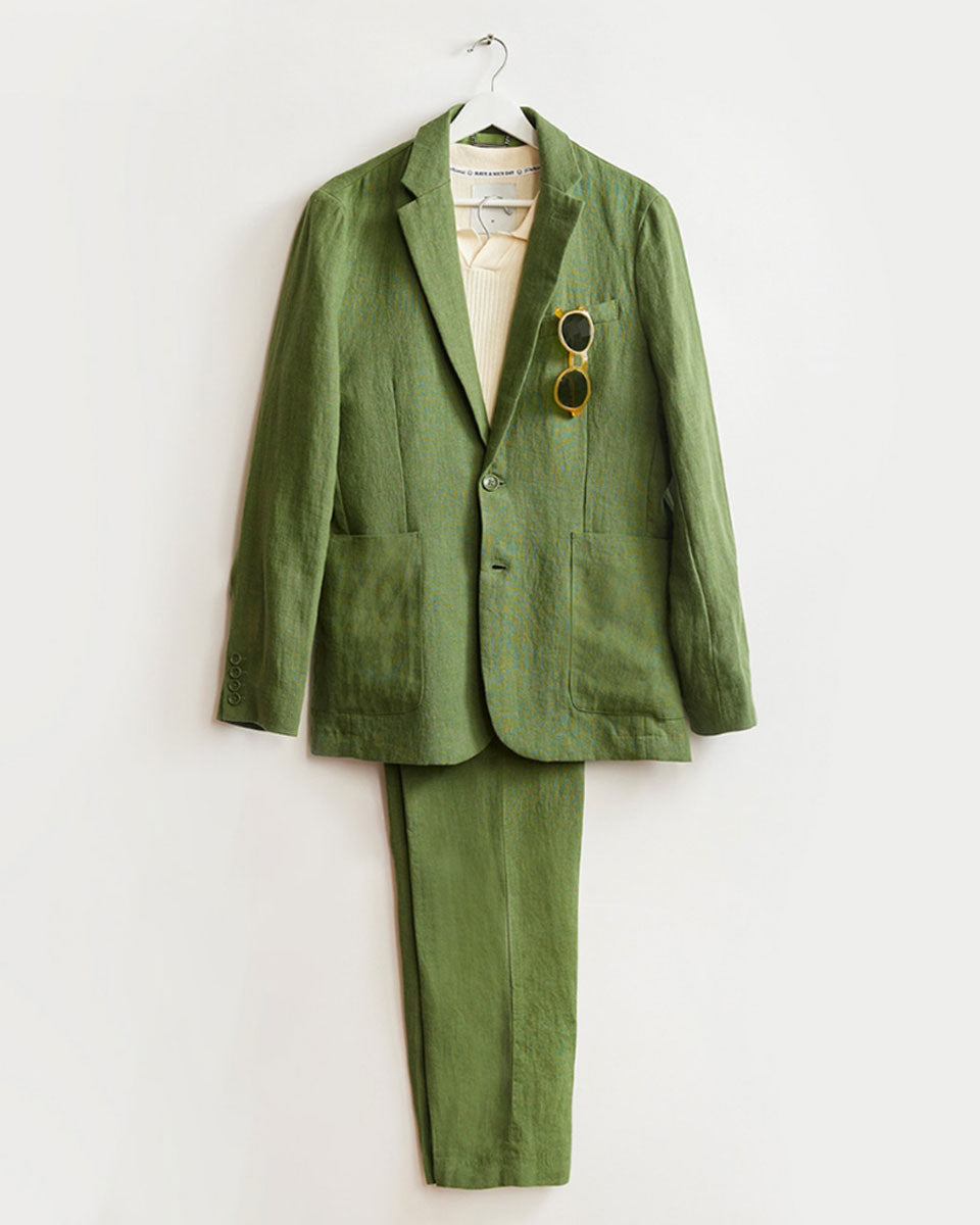 Green linen hot sale jacket mens