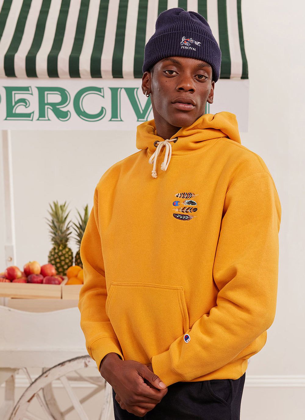 Mustard best sale champion hoodie