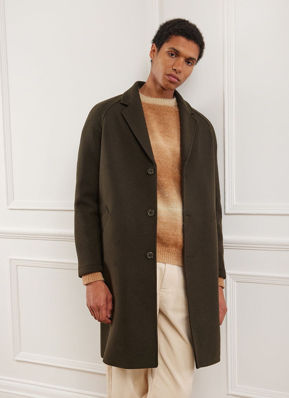 Men's olive 2025 wool coat