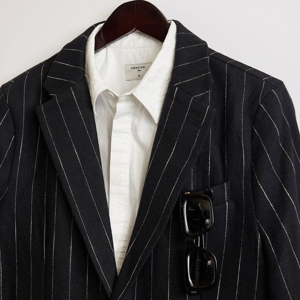 Mens black hot sale pinstripe blazer