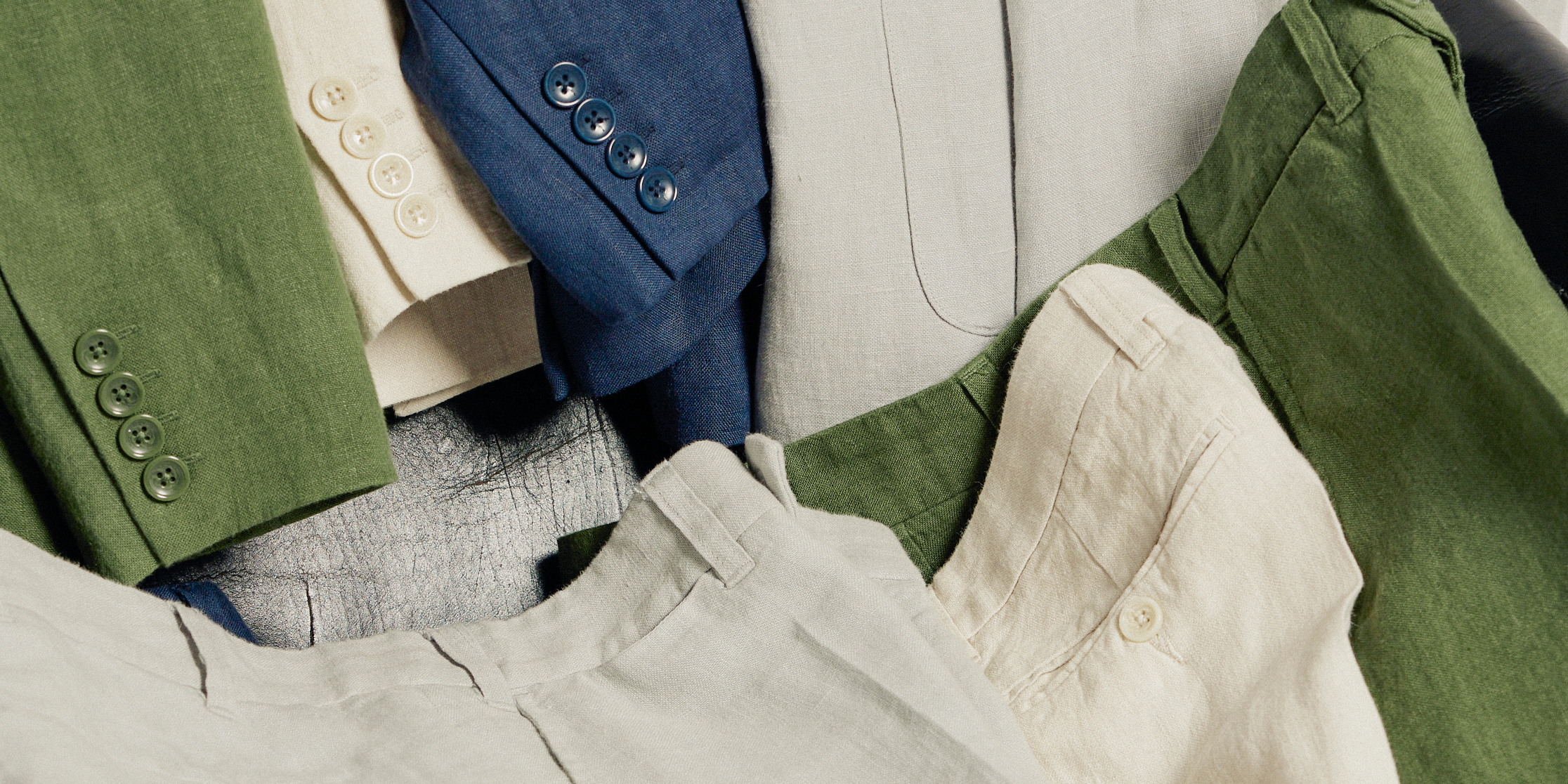 Slim Fit Linen suit trousers - Grey-green - Men | H&M IN