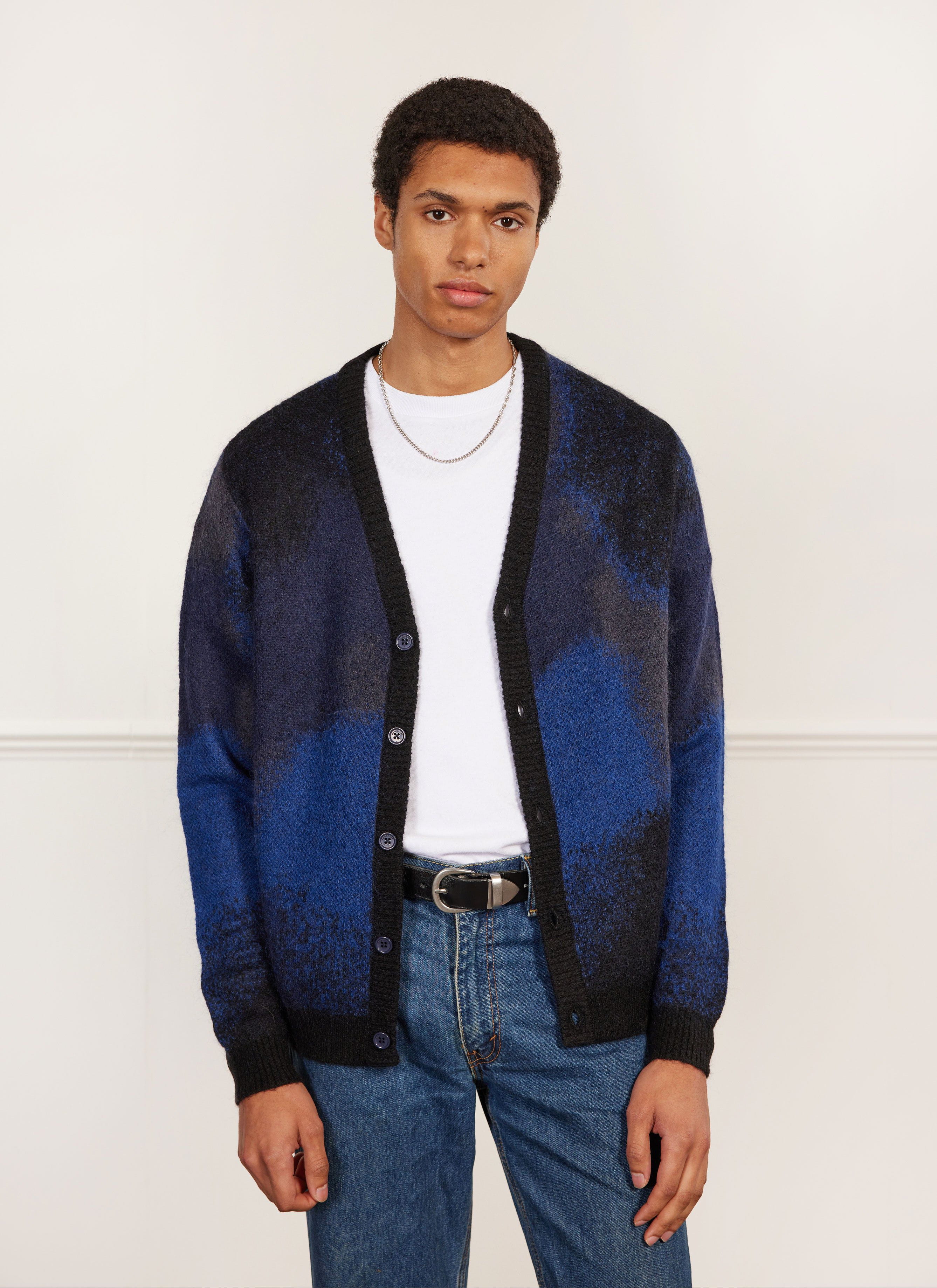 Men's Oversized Cardigan | Mohair | Blue