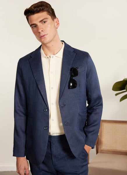 Men's Linen Blazer | Suit Jacket | Navy