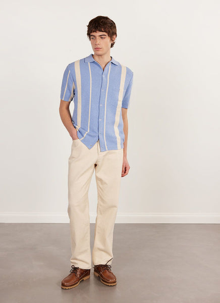 Men's Short Sleeve Knitted Shirt | Adaman Breeze | Blue