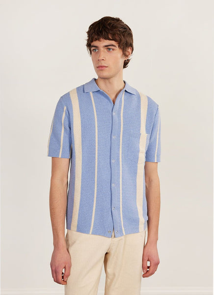 Men's Short Sleeve Knitted Shirt | Adaman Breeze | Blue