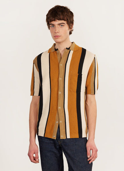 Men's Short Sleeve Knitted Shirt | Adaman Breeze | Brown