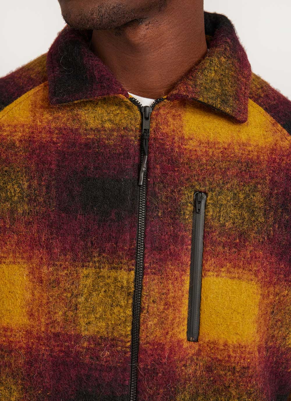 Men's Raglan Check Jacket | Wool | Yellow