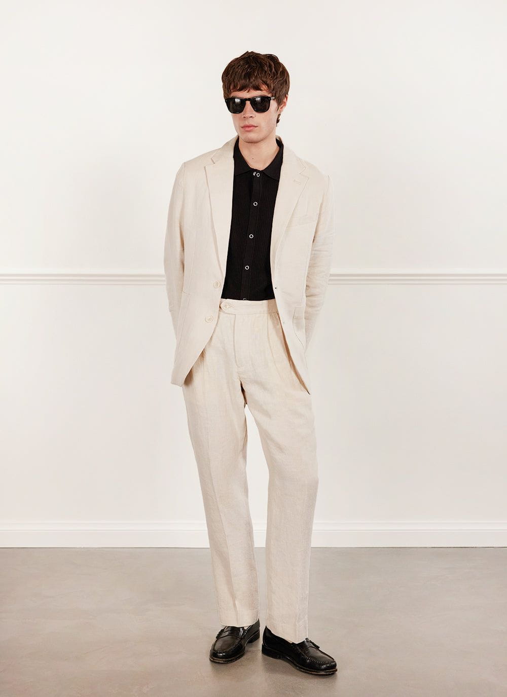 Men's Pleated Linen Trousers | Tailored | White