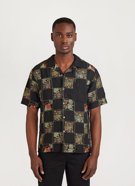 Men's Linen Shirt | Cuban Collar Shirt | Black
