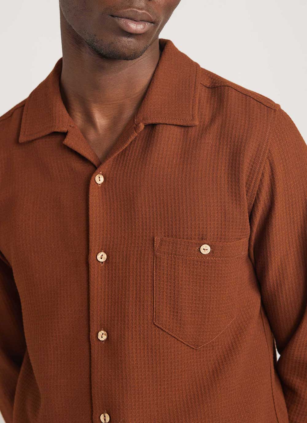 Long Sleeve Cuban Waffle Shirt | Tech Pique Weave | Percival Menswear