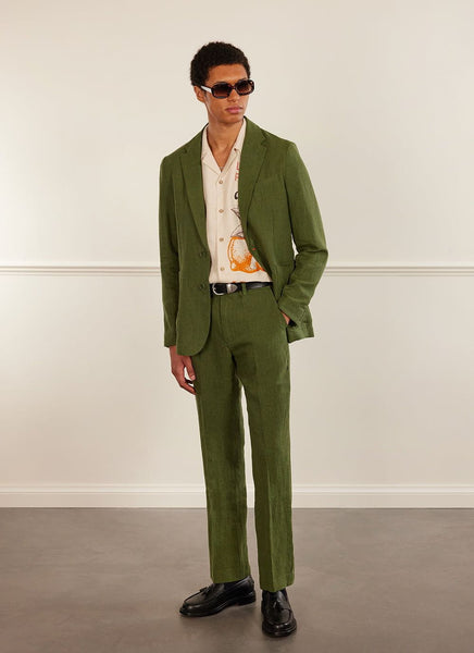 Men's Linen Blazer | Forest Green | Suit Jacket | Percival Menswear