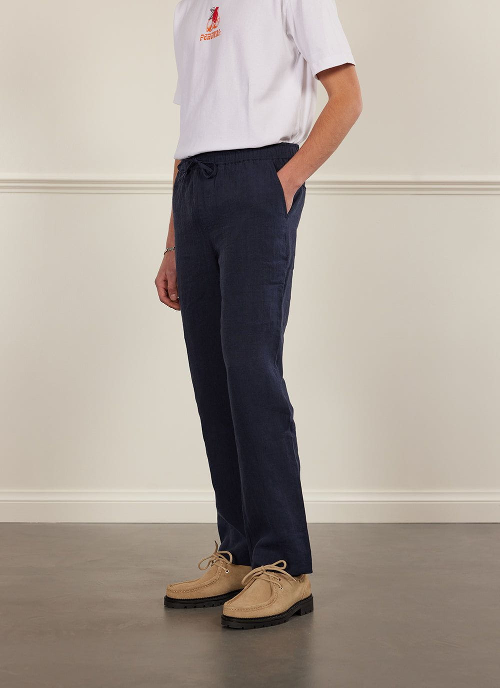 Navy Single Pleated Drawstring trouser | ZED