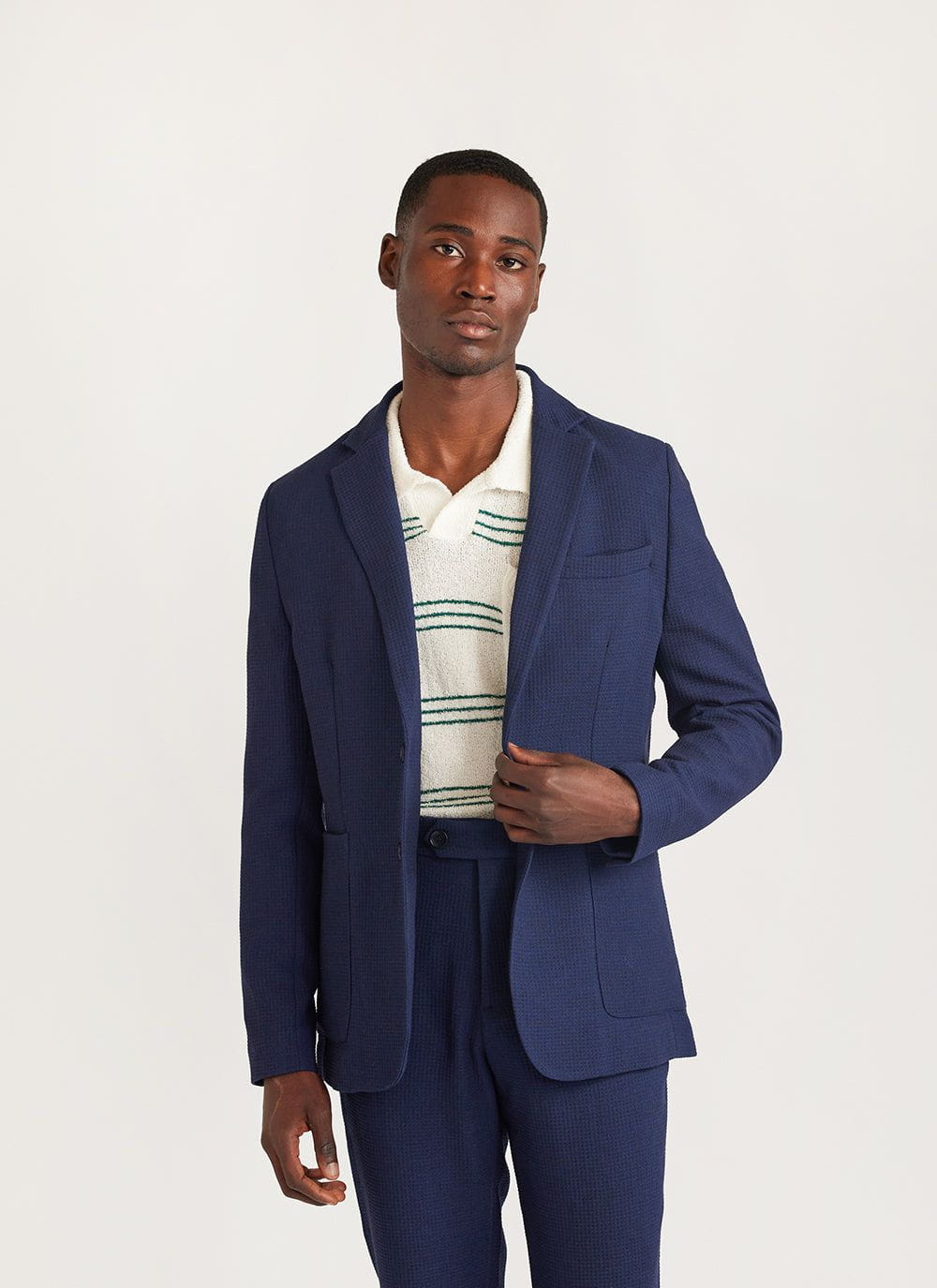 Men's Tailored Blazer | Navy Nep Wool | Percival Menswear
