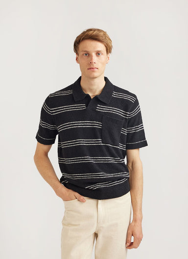 Men Knit Polo Shirt Short Sleeve Summer Business Casua Turn Down
