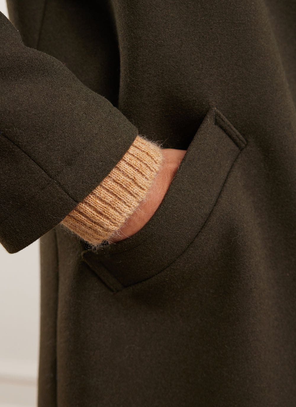 Men's Trench Coat | Melton Wool | Olive Green