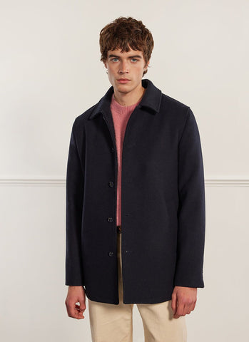 Men's Pea Coat | Melton Wool | Navy Blue