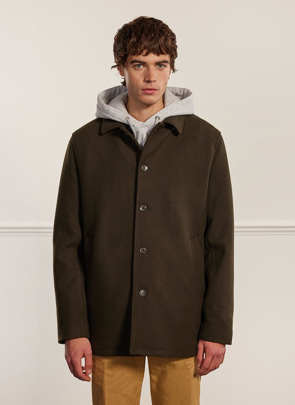 Men's olive hot sale wool coat