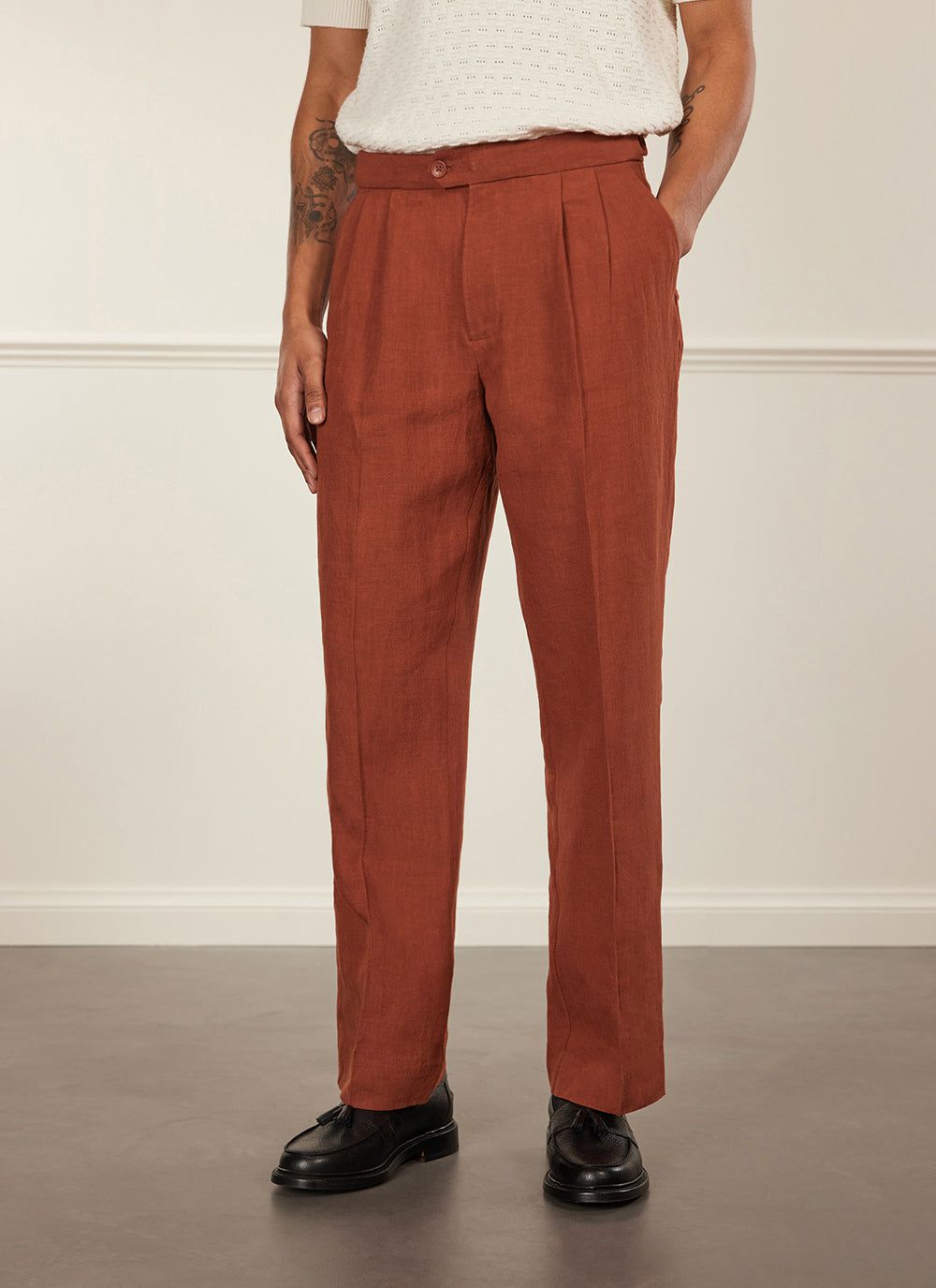 COS High Waisted Pleated Trousers in Natural | Lyst