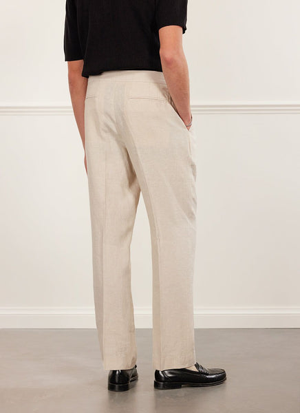 Men's Pleated Linen Trousers | Tailored | White