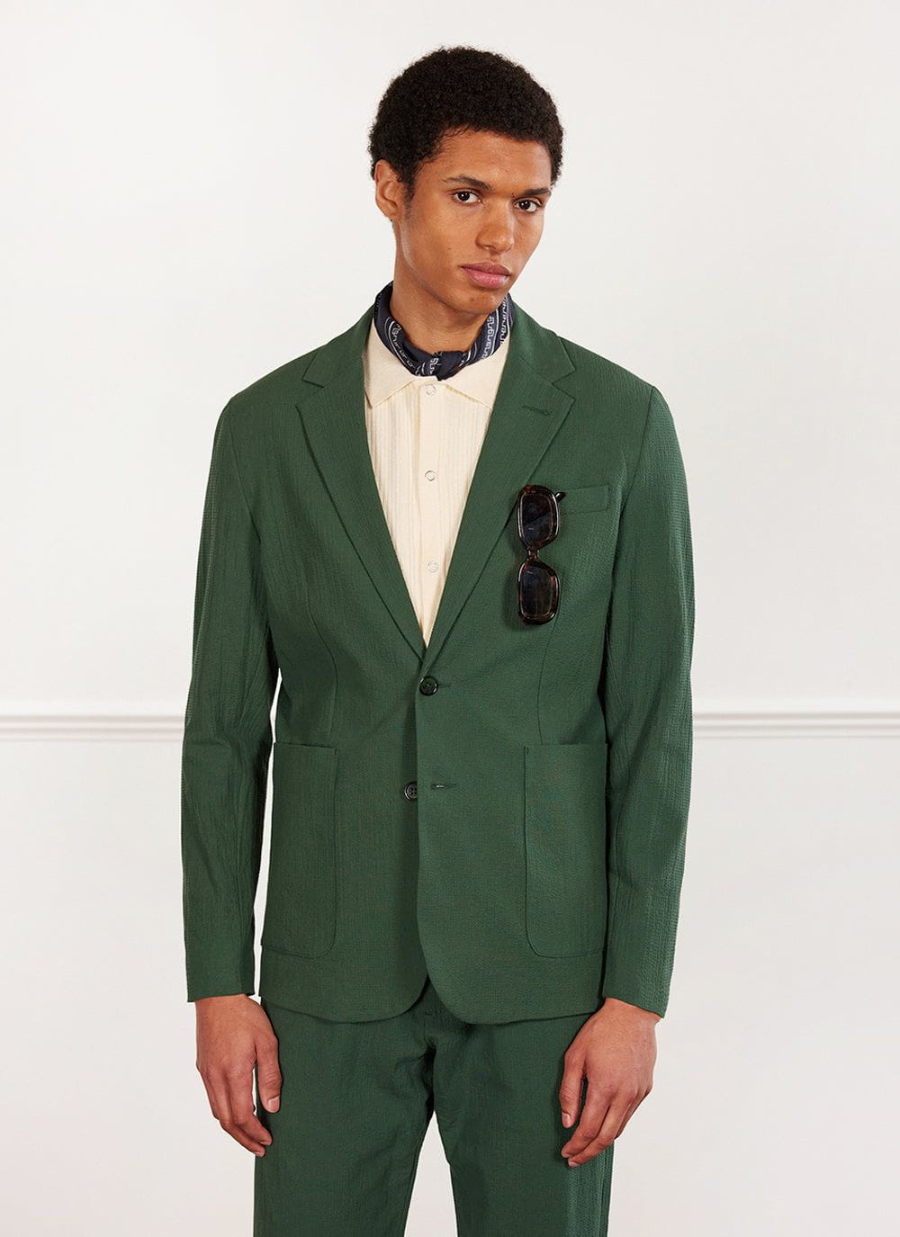 Men's Tailored Seersucker Blazer | Forest Green