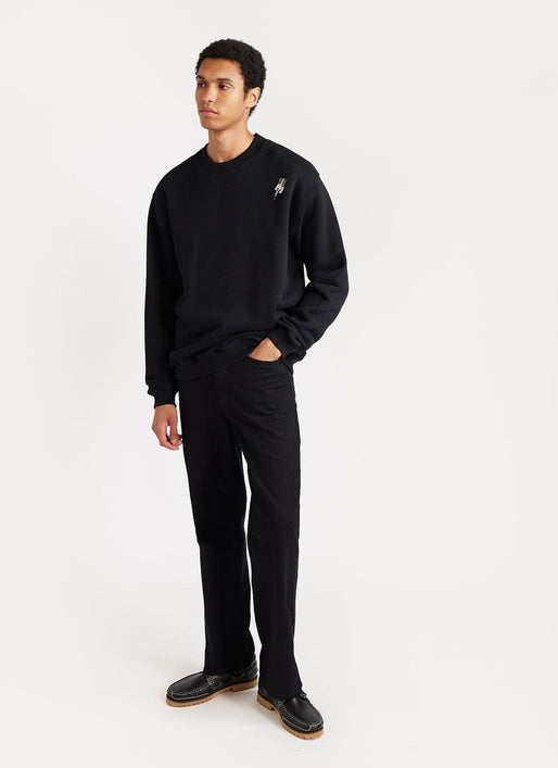 Essential Black Crewneck Sweater, 450 GSM Organic Cotton