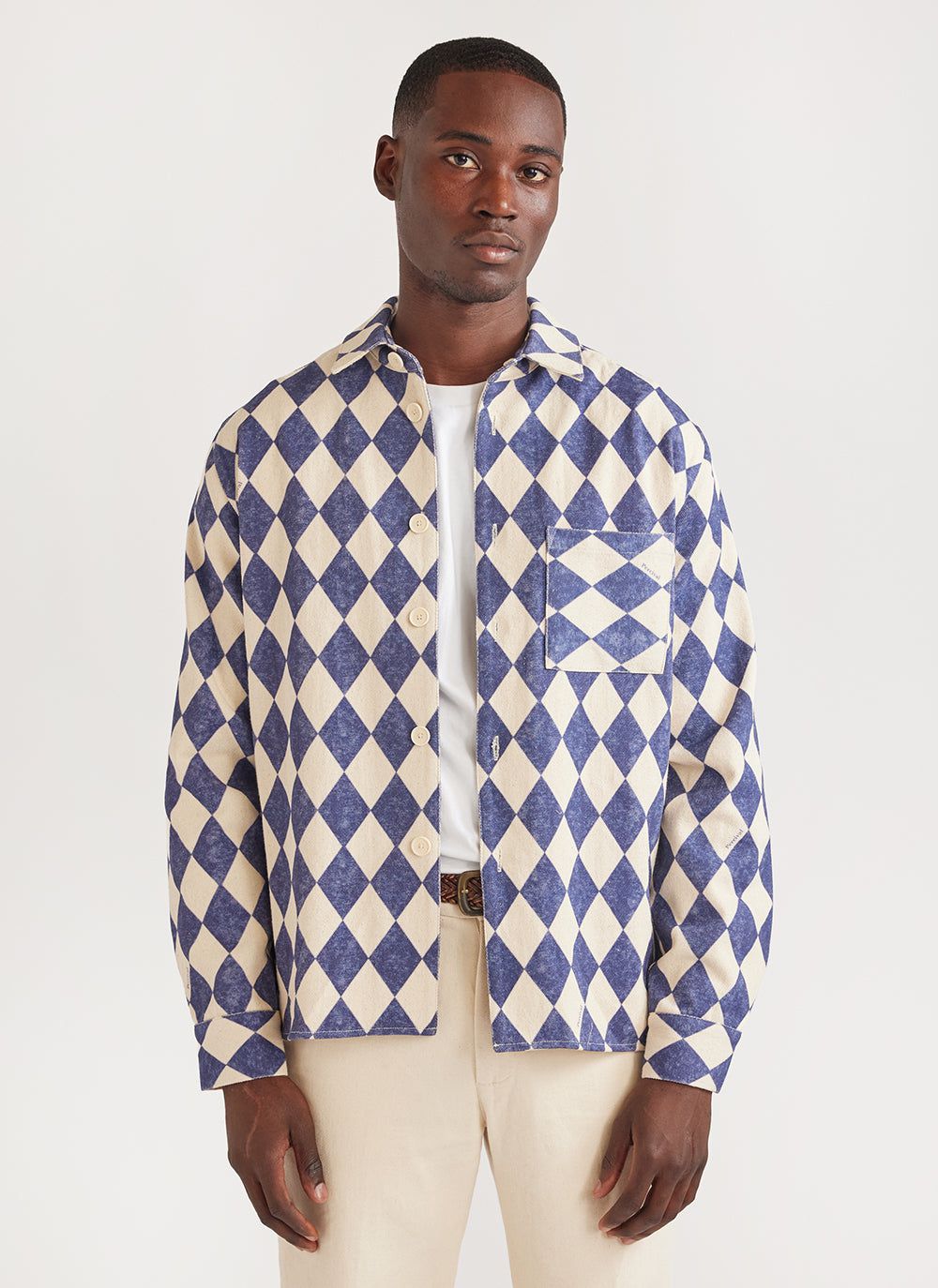 Blue and clearance white checkered shirt