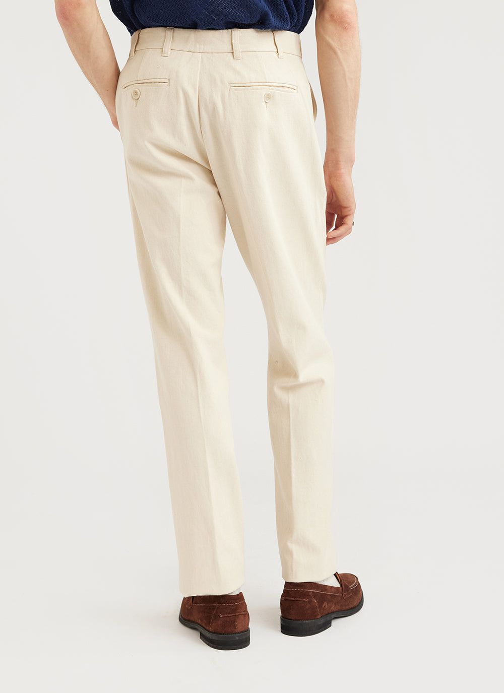 Men's Straight Leg Trousers | Ecru | Percival Menswear