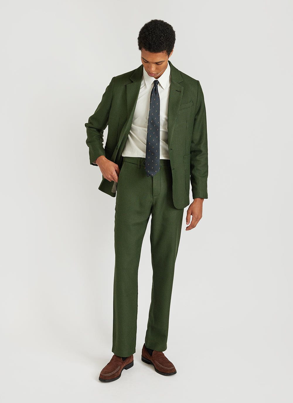 Men's Tailored Blazer | Houndstooth | Forest Green
