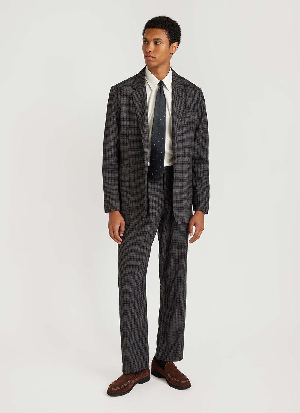 Men's Tailored Check Blazer | Grey