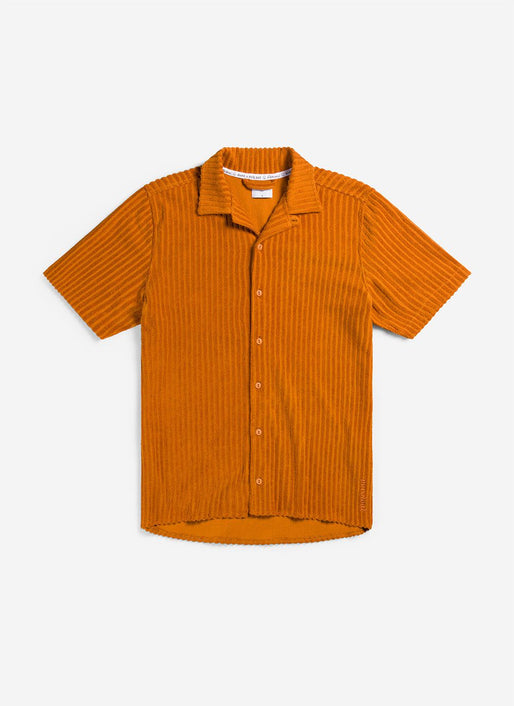 Orange Color Flex Oversized Cuban Collar Shirt
