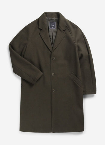 Men's Trench Coat | Melton Wool | Olive Green