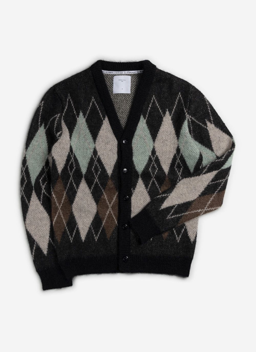 Mohair Cardigan | Percival x Harry Lambert | Argyle | Black | Percival