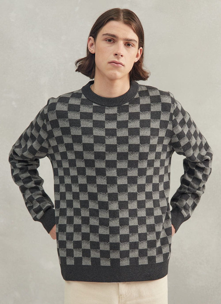 Short-Sleeved Damier Wool Shirt - Ready-to-Wear