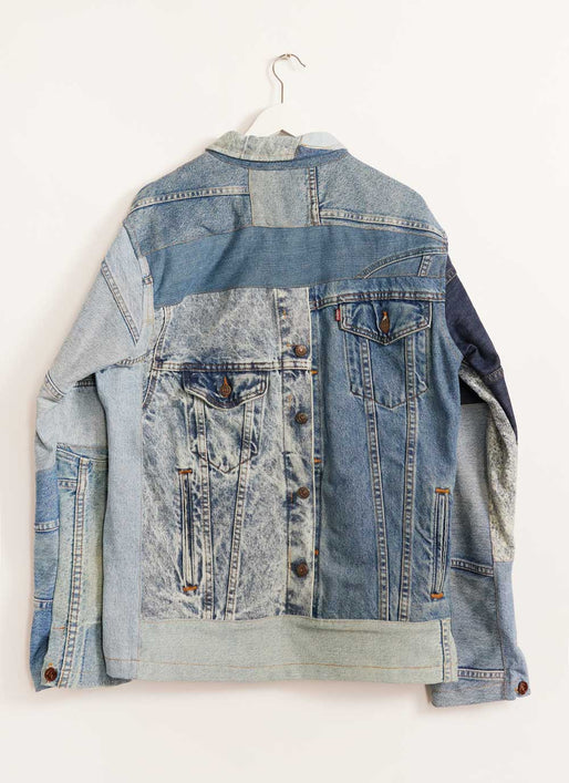 Upcycled Denim Jacket With Patches / Reworked Vintage Oversize -  Israel