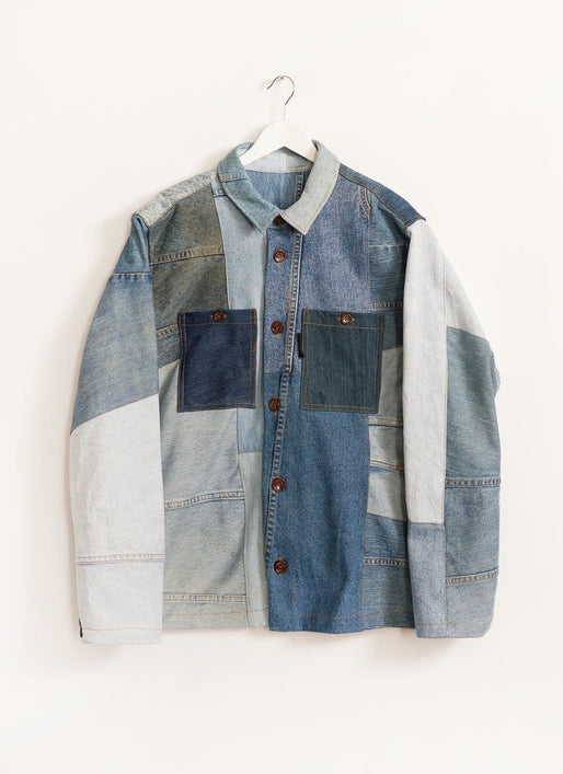 Patchwork denim overshirt