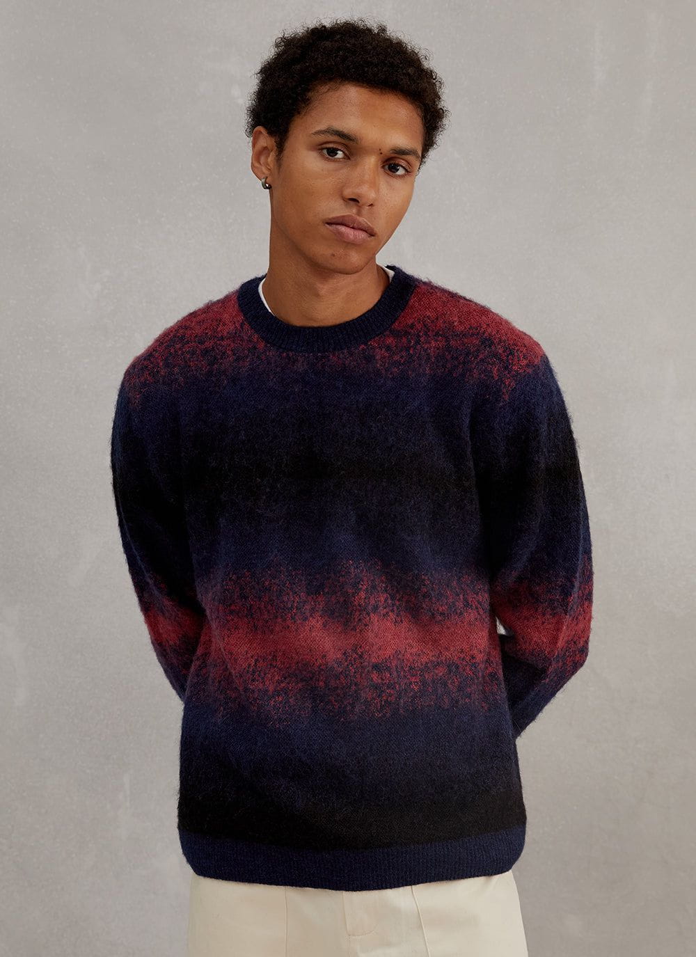 Men's Neutrino Gradient Wool Jumper | Navy Dawn Knitted Sweater