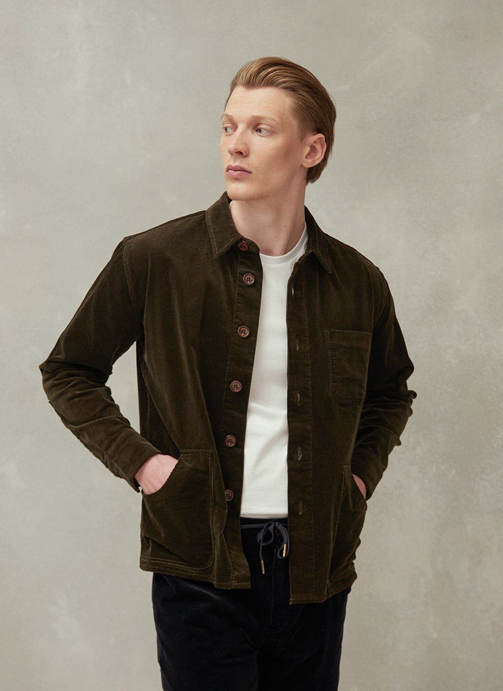 Men's Forest Green Overshirt | Cord Shacket | Percival Menswear