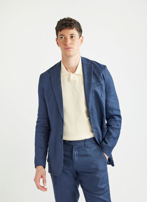 Men's Linen Blazer, Suit Jacket, Navy