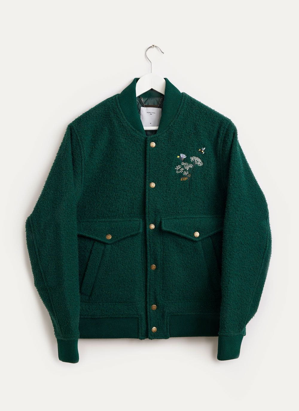 Men's Bomber Jacket | Embroidered Wool | Forest | Percival Menswear