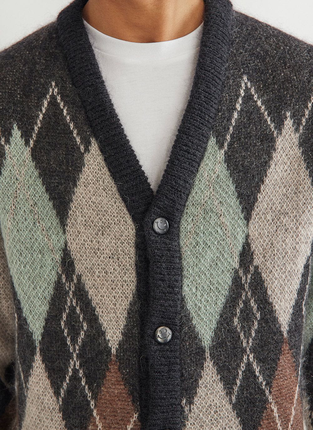 Mohair Cardigan | Percival x Harry Lambert | Argyle | Black