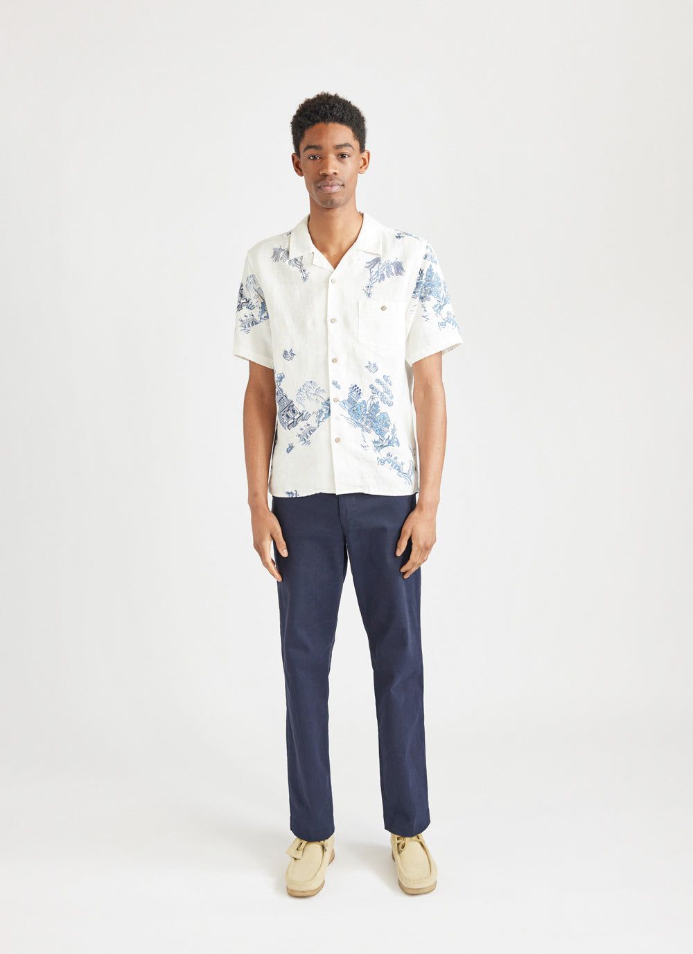 Men's Short Sleeve Linen Shirt | Willow Cuban Collar Shirt | Percival