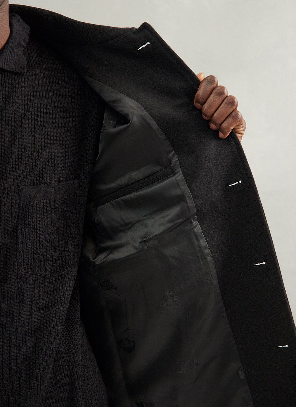 Men's Pea Coat | Black Melton Wool | Percival Menswear
