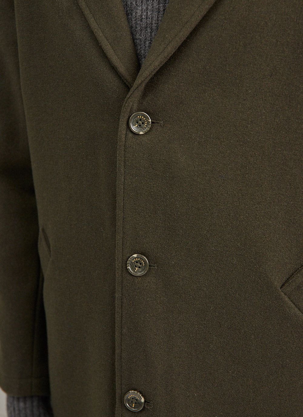 Men's Trench Coat | Olive Melton Wool | Long | Percival Menswear