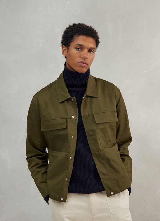 Men's Utility Jacket | Khaki Cotton Twill & Percival Menswear