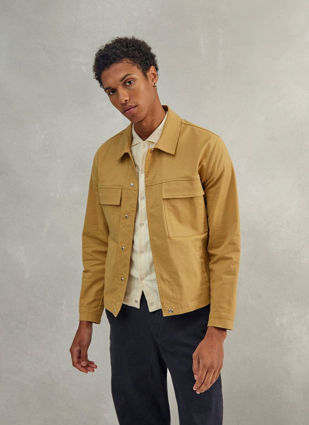 Men's Utility Jacket | Brick Cotton Twill | Percival Menswear