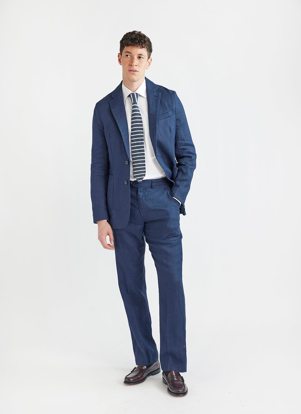 Mens navy linen online blazer