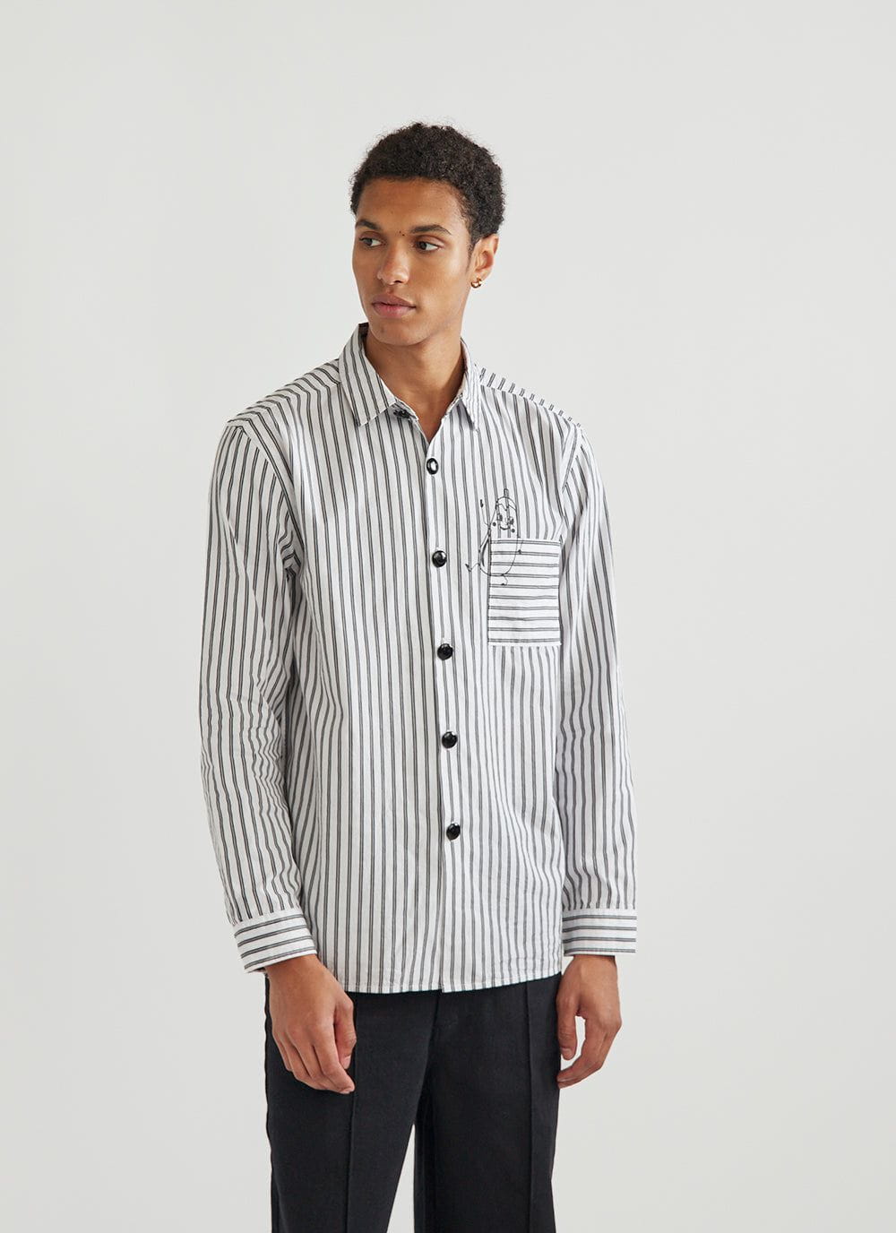 Oversized Stripe Shirt | Aubergine | Percival x Harry Lambert | White