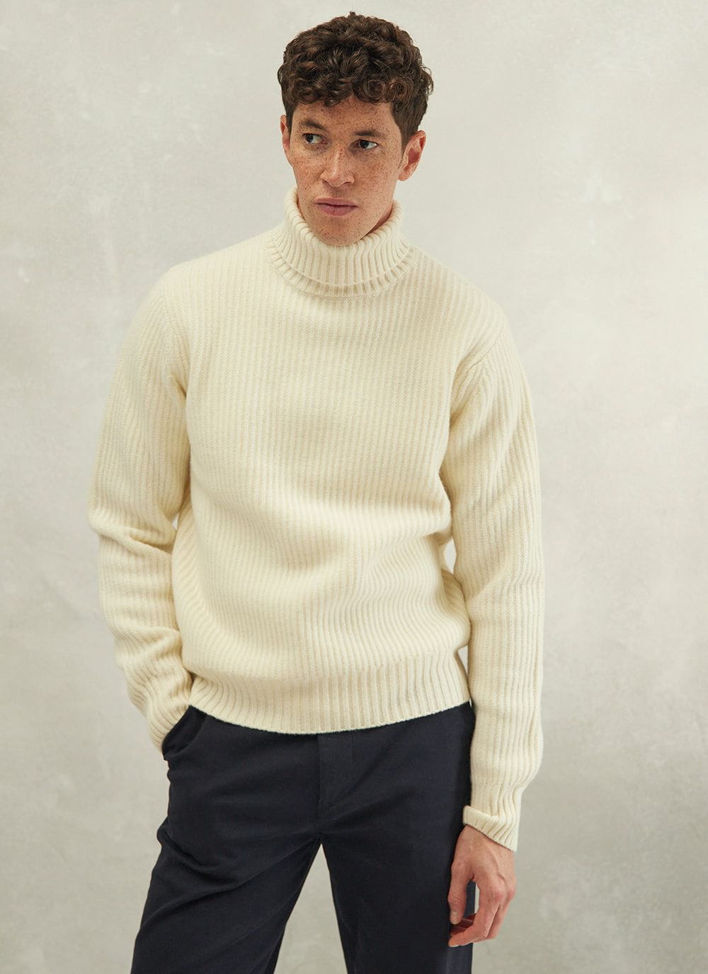 Mens cream hotsell roll neck